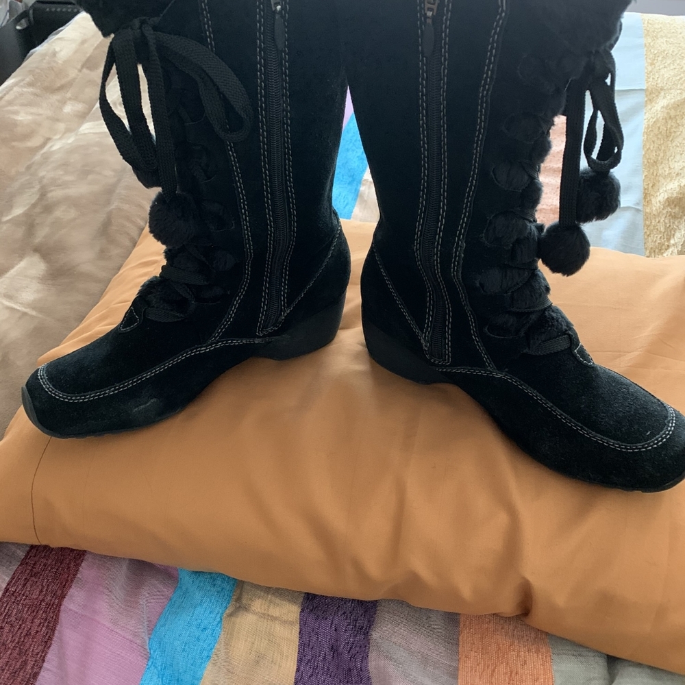 Black Suede Leather Boots